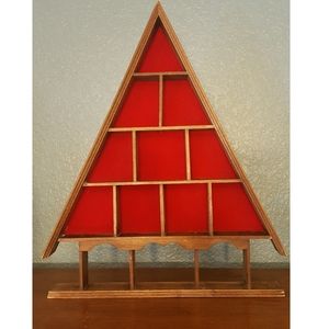 Vintage red velvet wood A frame knick knack shelf